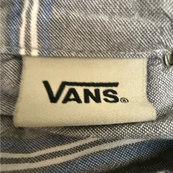 Vans Men’s Striped Button Down Shirt Medium Gray Blue Long Sleeve - Picture 4 of 4